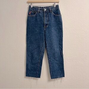 BONGO Jeans USA Made Size 7 High Rise Straight Cropped 100% Cotton Raw Hem